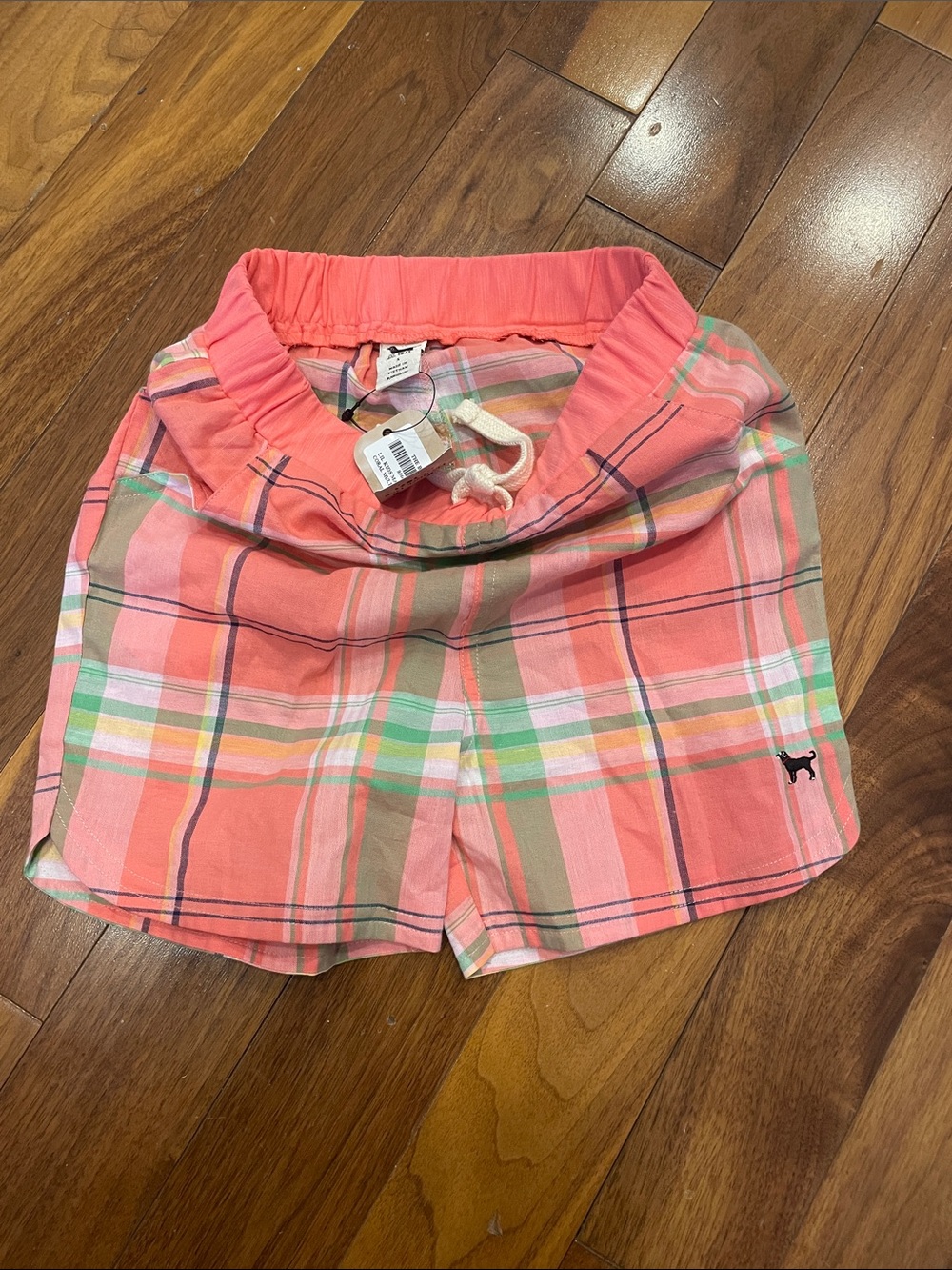 The Black Dog Coral Plaid Girls' Drawstring Shorts